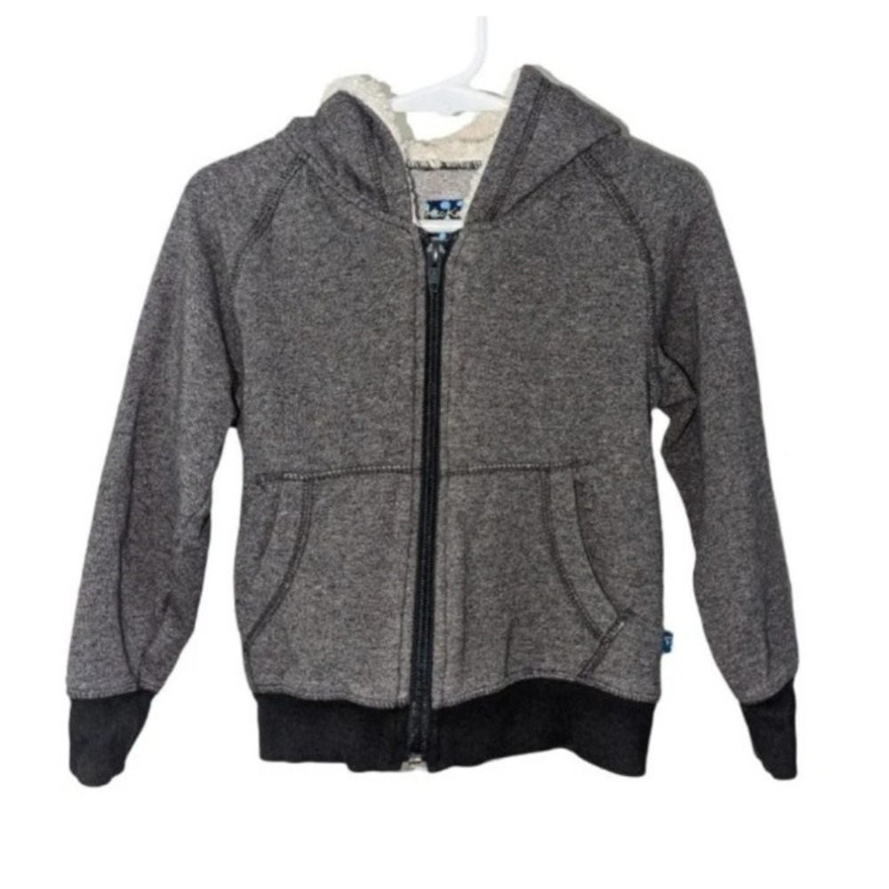 Kickee Pants Sherpa Lined Zip Hoodie Jacket Gray Size 4T